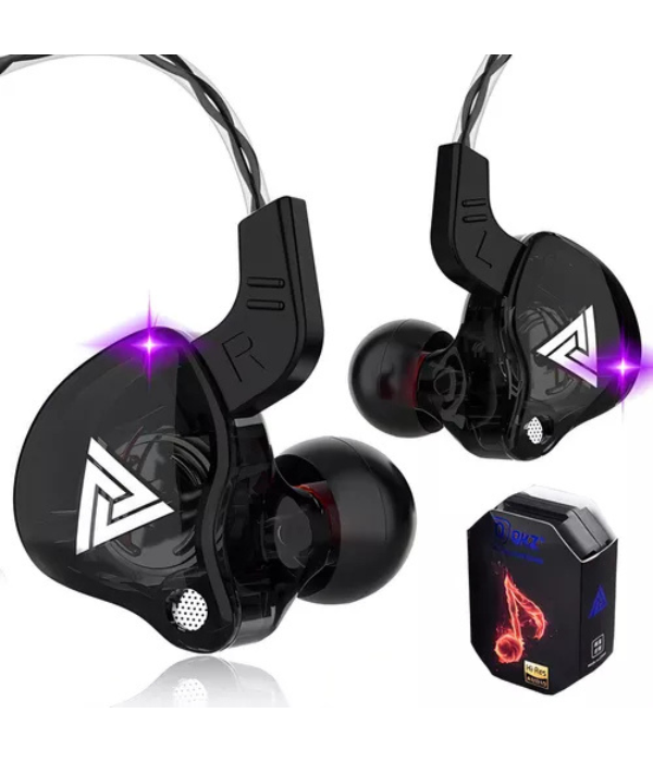 Fone De Ouvido Qkz Ak6 Profissional Retorno De Palco C/case Cor Preto