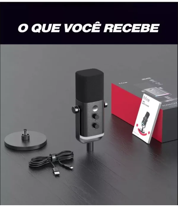 Microfone Fifine XLR AM8 Dinâmico Cardioide cor preto