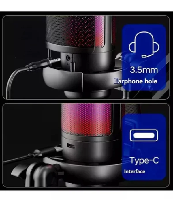 Microfone Gamer Ioway Me6s Braço Articulado Preto