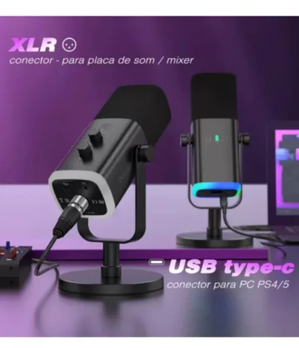 Microfone Fifine XLR AM8 Dinâmico Cardioide cor preto