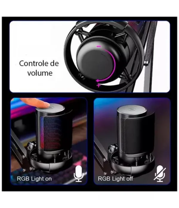 Microfone Gamer Ioway Me6s Braço Articulado Preto