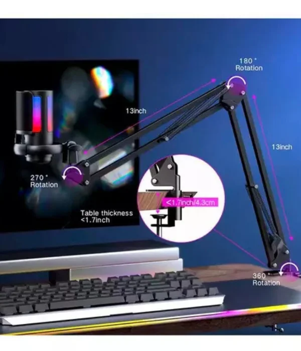 Microfone Gamer Ioway Me6s Braço Articulado Preto