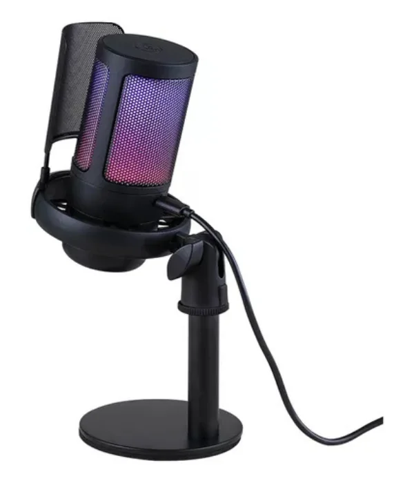 Microfone Gamer Profissional Com Led Rgb Condensador Bk805c Cor Preto Com Conector De Monitoramento De Fone De Ouvido USB Profissional Controle De Luz Gamer Para Computador Jogos Transmissao Ao Vivo