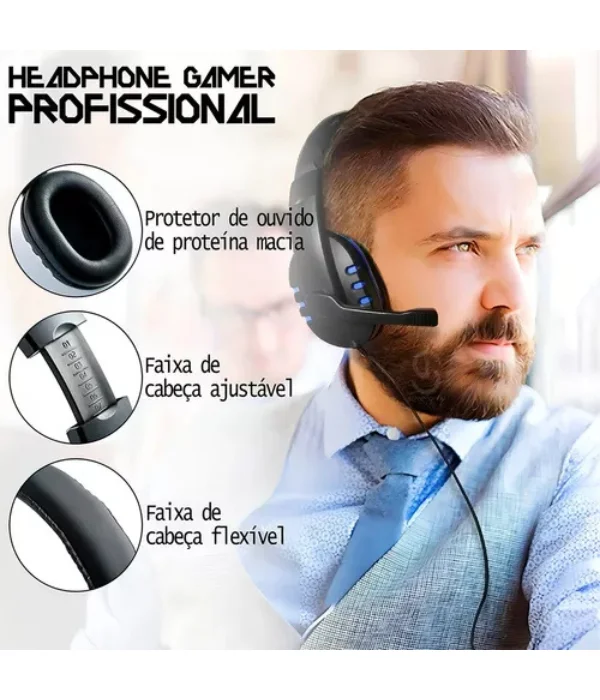 Fone De Ouvido Gamer Headset Ps4 Pc Xbox One Series S/x P2 Cor Preto
